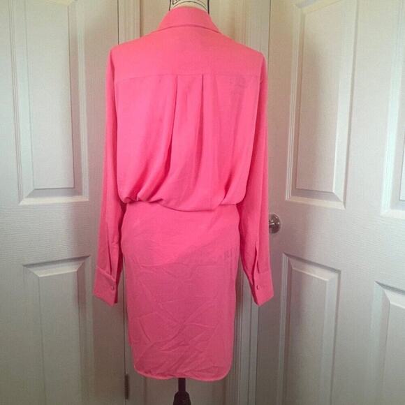 ESSENTIEL ANTWERP MINI DRESS DORSEY TWIST FRONT COLLARED DRAPED SZ 6 HOT PINKC - Picture 8 of 16